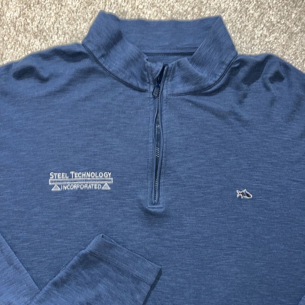 Fish Hippie SOFT COTTON BLEND LS T-NECK STEEL BLUE Golf Polo Shirt XXL Mens